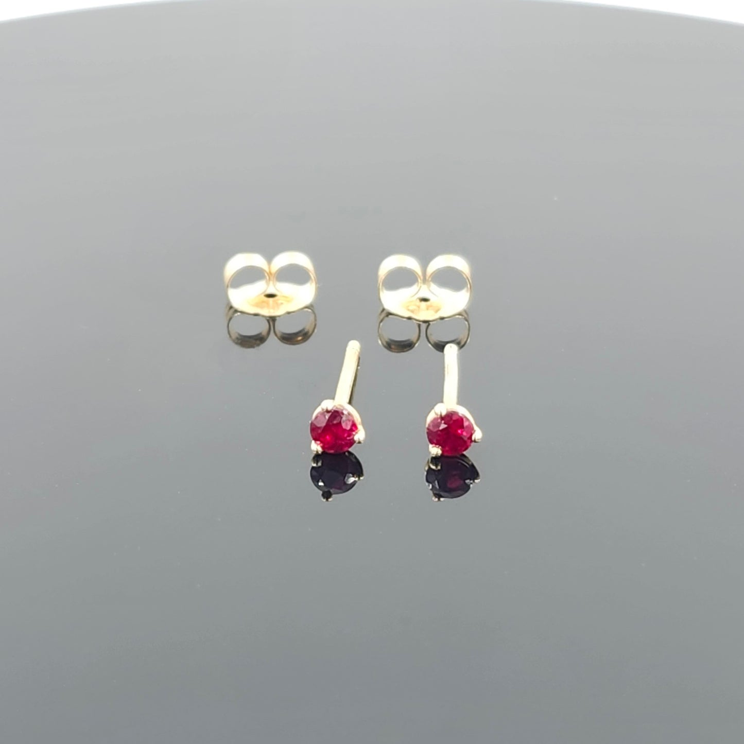 14K Gold Pear Ruby Jacket Earrings: Natural Round Ruby Stud Earring - Anniversary gifts