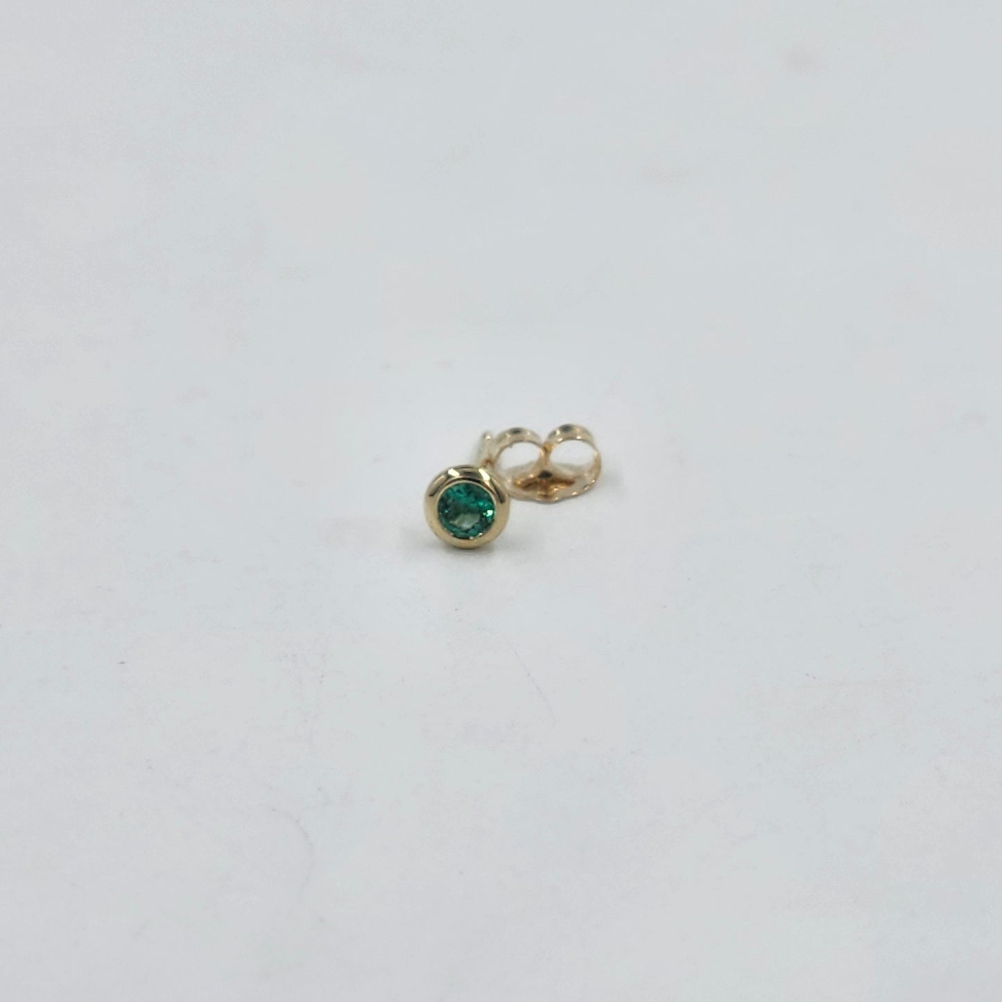 14K Gold Diamond Cut Natural Round Emerald Bezel Set Jacket Earrings: 3.0mm Round Emerald Bezel Set Studs - Anniversary gifts