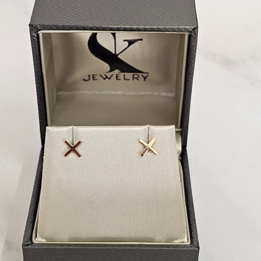 14K Gold X Stud Shape Earrings/ 14k gold Pair Earrings / Gifts for her
