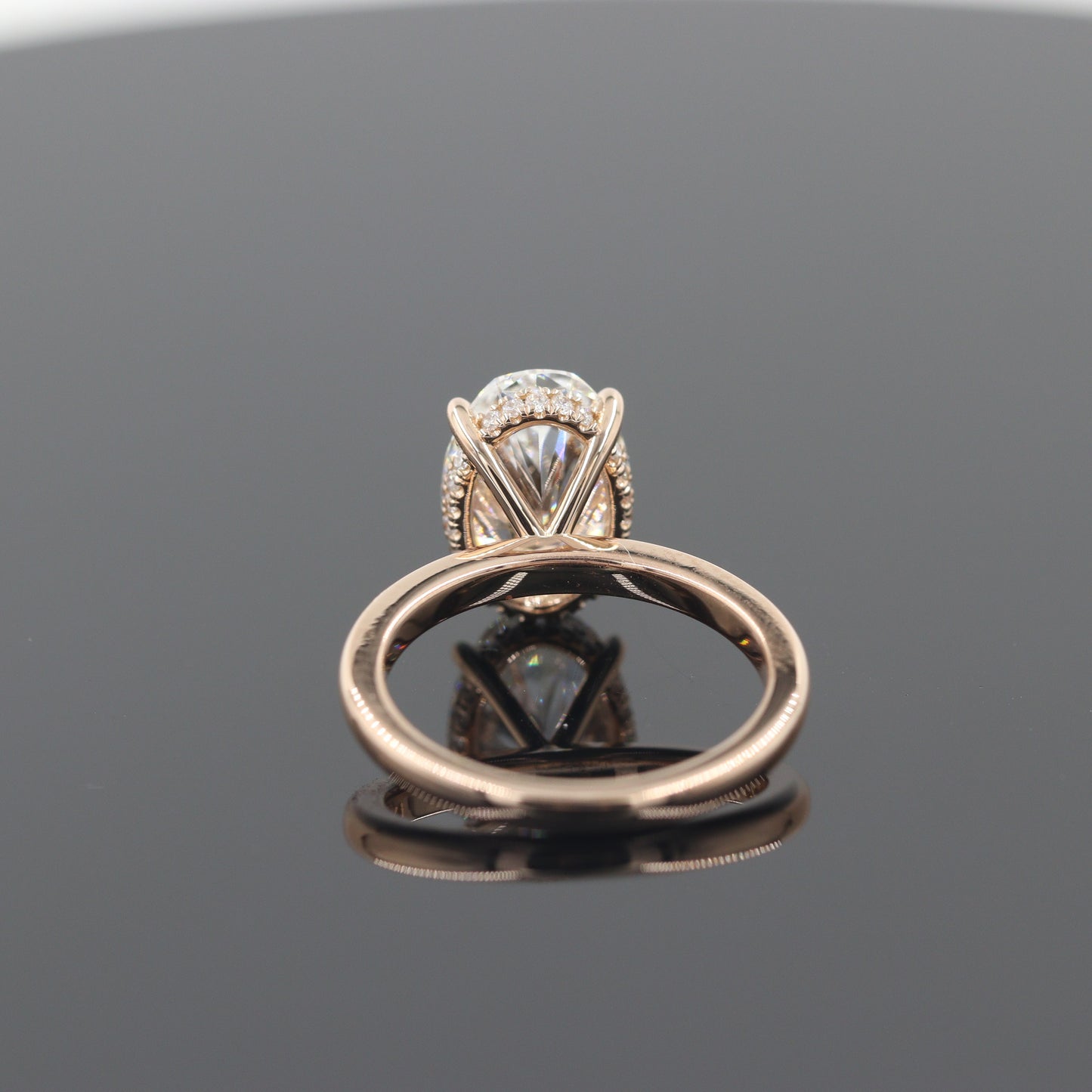 Lab Diamond Engagement Ring - 14K Gold 3ct Oval Diamond Hidden Halo Ring - Anniversary gift