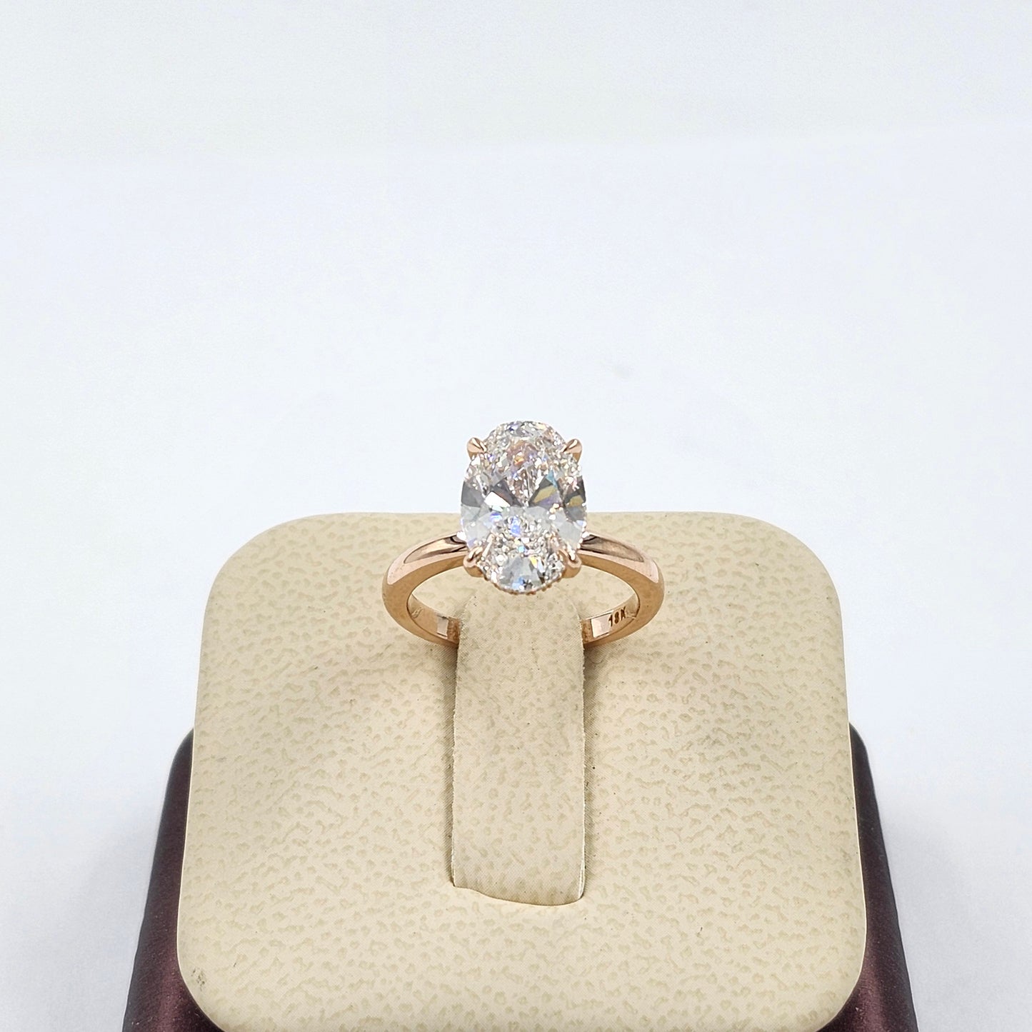 Lab Diamond Engagement Ring - 14K Gold 3ct Oval Diamond Hidden Halo Ring - Anniversary gift