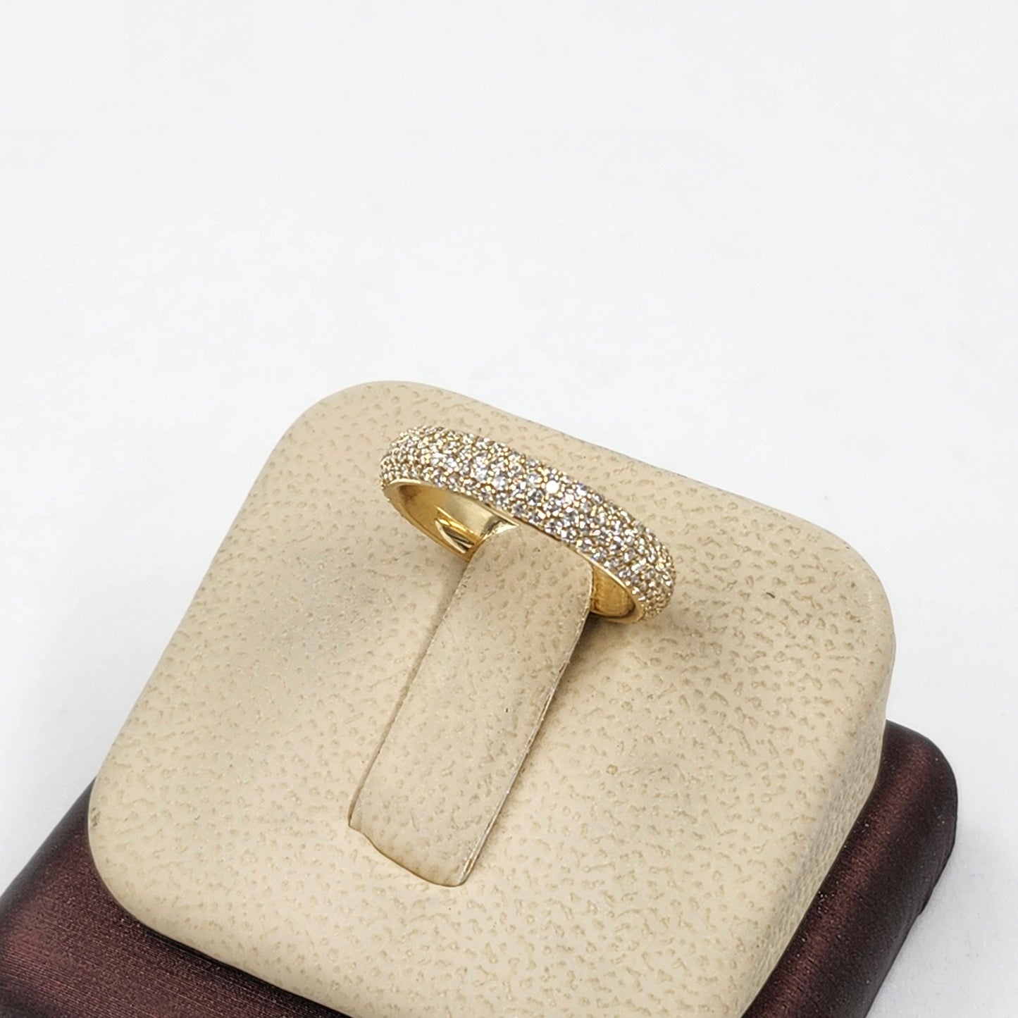 14K Gold 4 Row Natural Diamond Full Eternity 4.0mm Wedding Band - Handmade Diamond Anniversary Ring