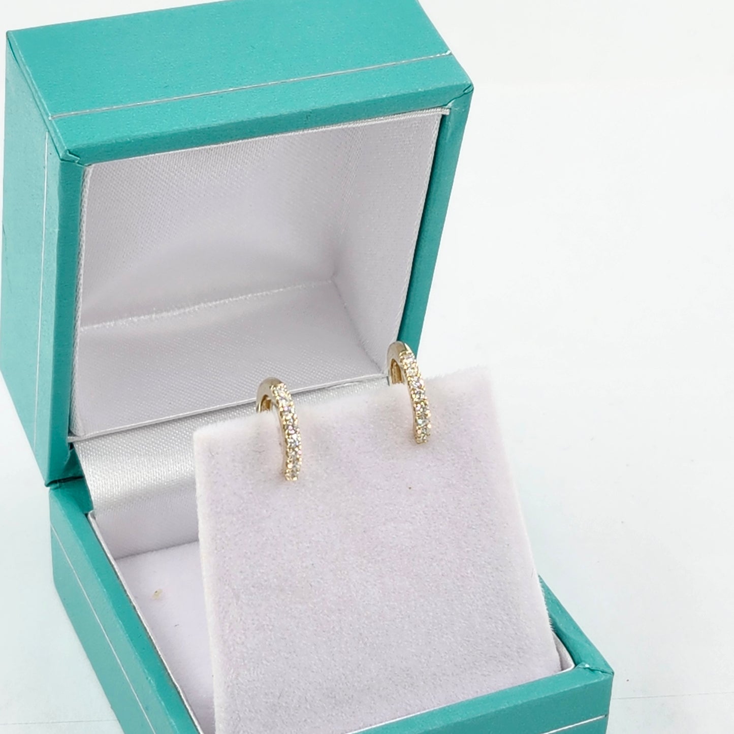 Natural Diamond Small Hoop Earrings: 14K Gold Diameter 11mm,12mm,13mm Diamond Hoop Earrings -Anniversary gift