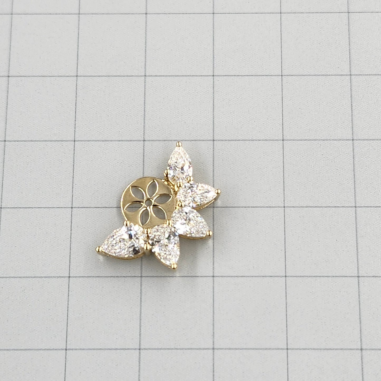 14K Gold Five Pear Diamond Earring Jacket: 18K Gold Diamond Design Jacket earring - Anniversary gift