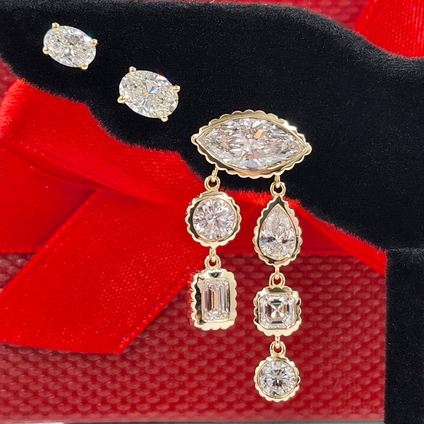 Multi Lab Diamonds Drop earrings (Pair) / Gifts for her /14K gold Lab-Diamonds Luxury Earrings / Anniversary Gift