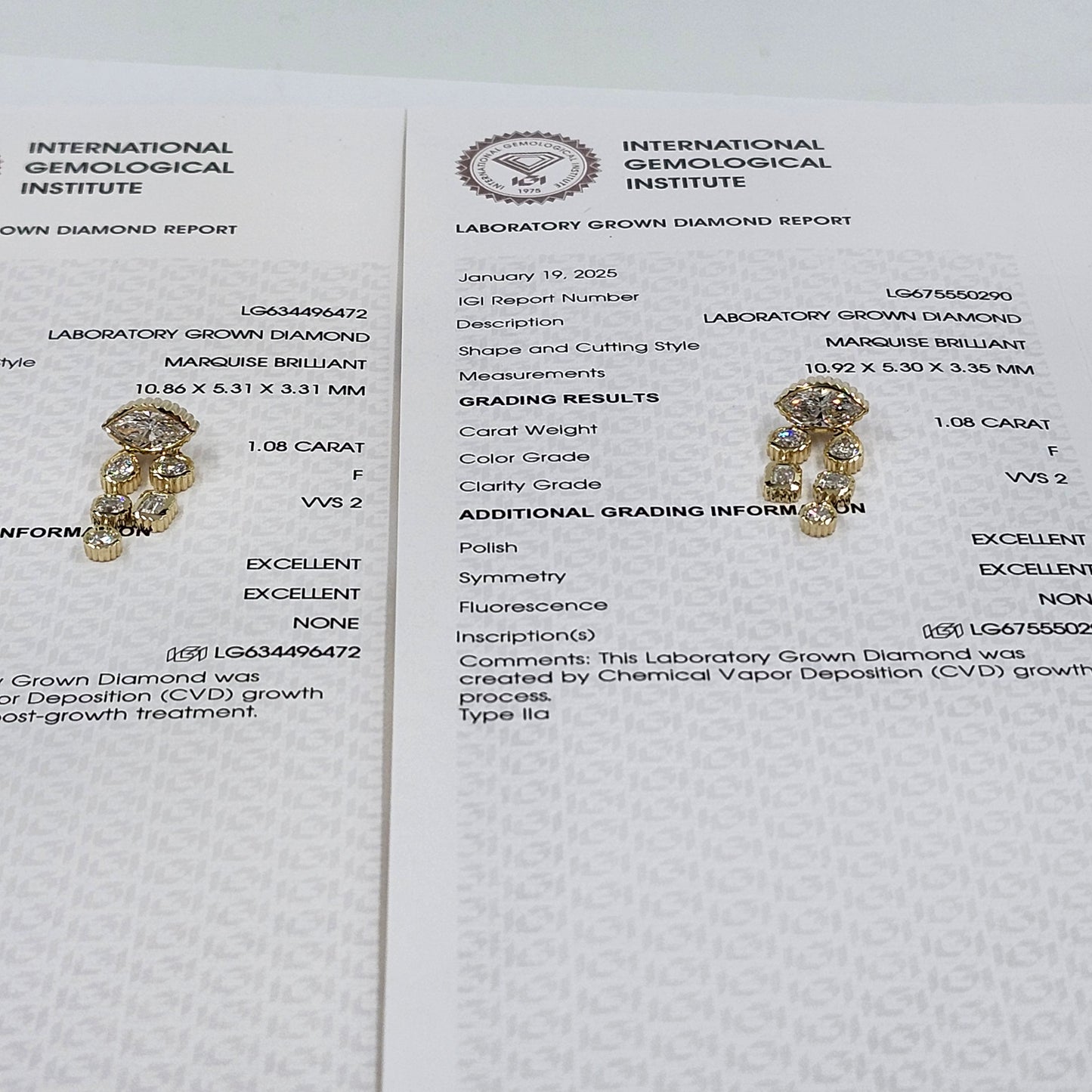 Multi Lab Diamonds Drop earrings (Pair) / Gifts for her /14K gold Lab-Diamonds Luxury Earrings / Anniversary Gift