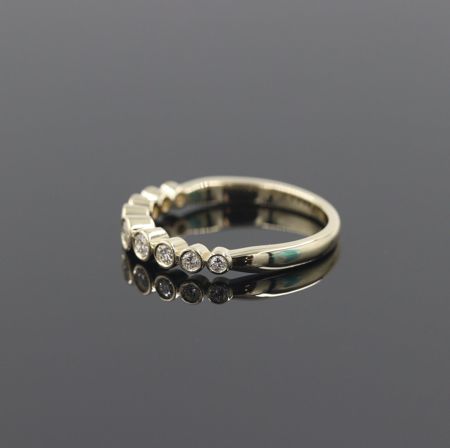Half Diamond Bezel Ring/Half Eternity Diamonds Ring/Stackable Diamond Ring/Wedding Ring/Anniversary Gift/Minimalist Ring