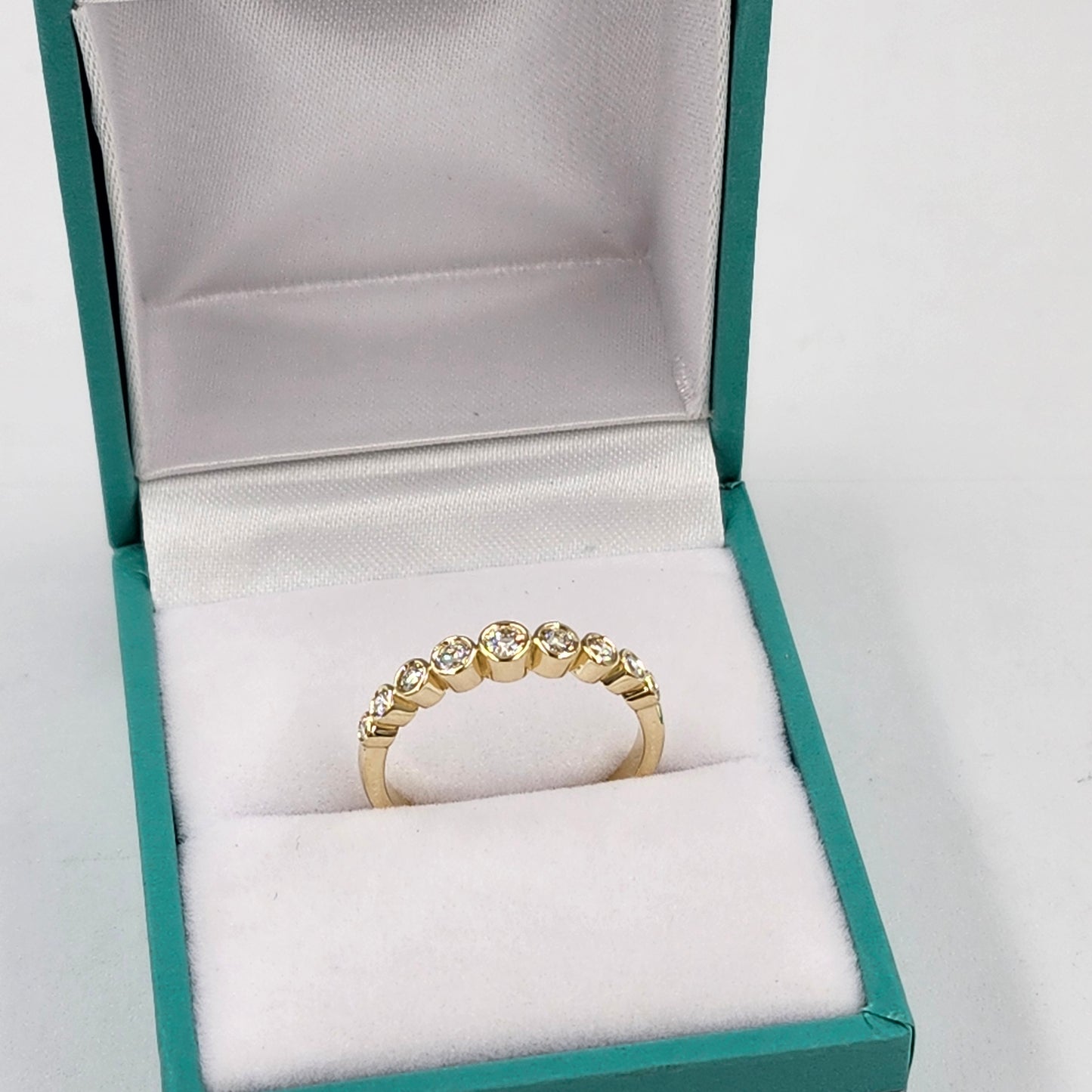 Half Diamond Bezel Ring/Half Eternity Diamonds Ring/Stackable Diamond Ring/Wedding Ring/Anniversary Gift/Minimalist Ring