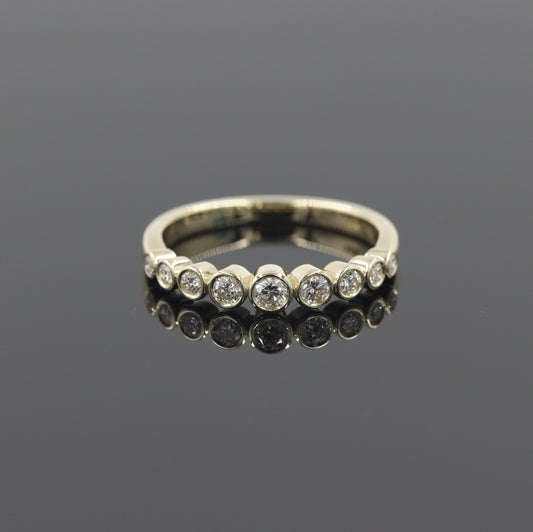 Half Diamond Bezel Ring/Half Eternity Diamonds Ring/Stackable Diamond Ring/Wedding Ring/Anniversary Gift/Minimalist Ring