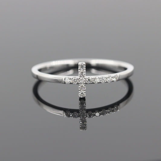 Diamond cross ring/14K Gold  Natural Diamond Ring / Cross Wedding Ring / Christian Diamond  Ring / Religious Ring / Gift for her