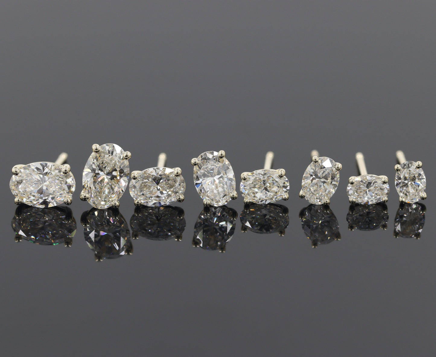 14K Gold Oval Lab Diamond Stud Earrings: Prong Set Solitaire/Single or Pair/anniversary gift