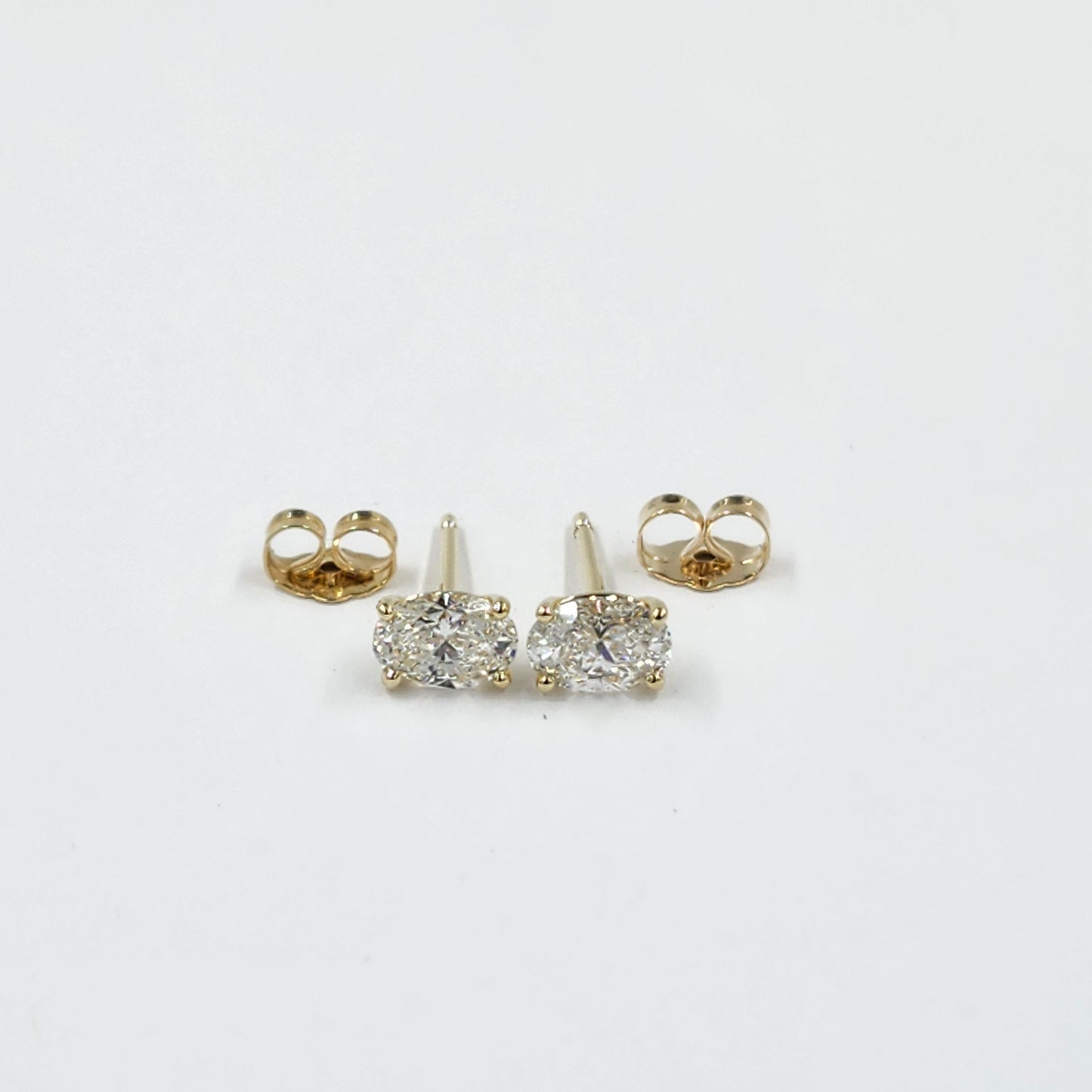 14K Gold Oval Lab Diamond Stud Earrings: Prong Set Solitaire/Single or Pair/anniversary gift