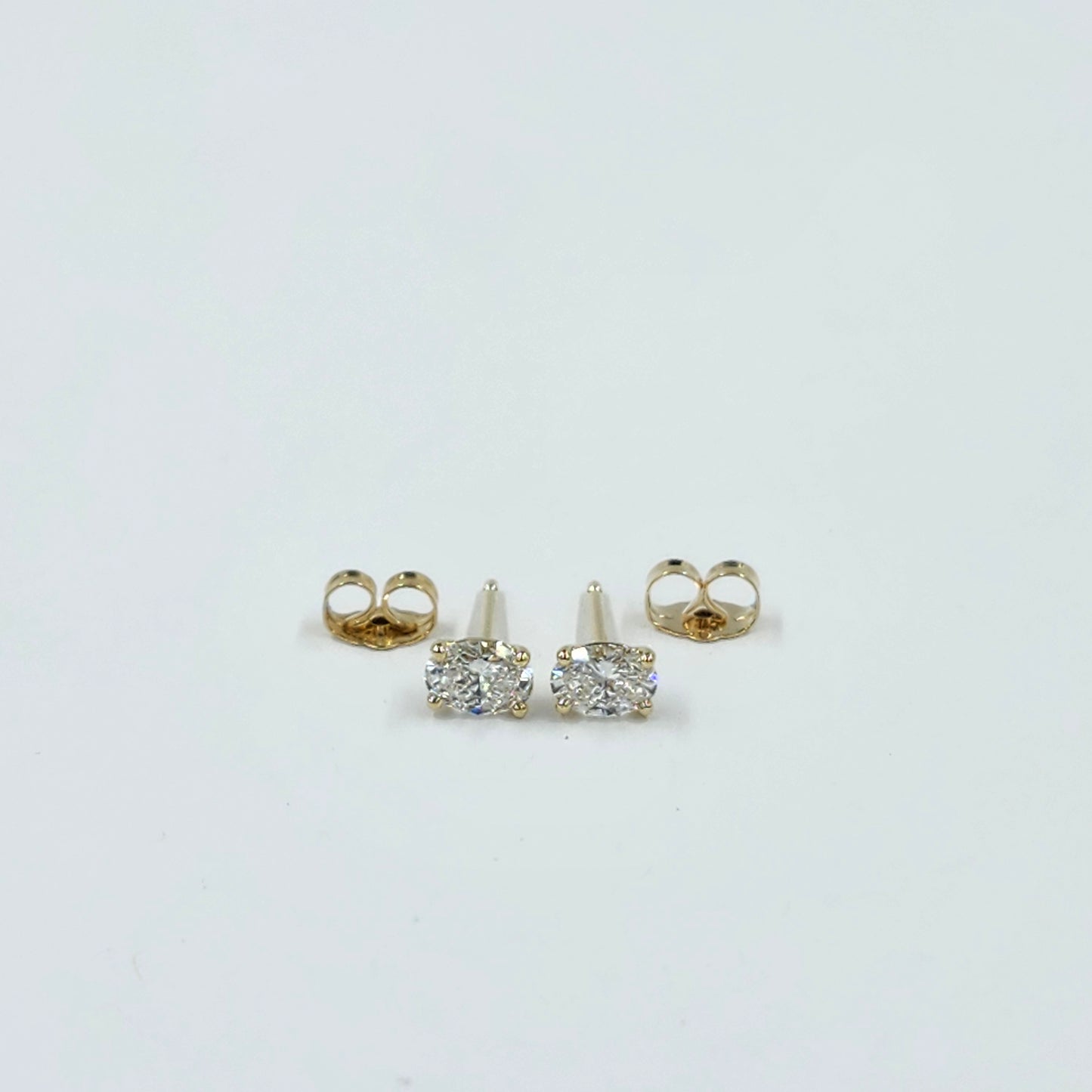 14K Gold Oval Lab Diamond Stud Earrings: Prong Set Solitaire/Single or Pair/anniversary gift