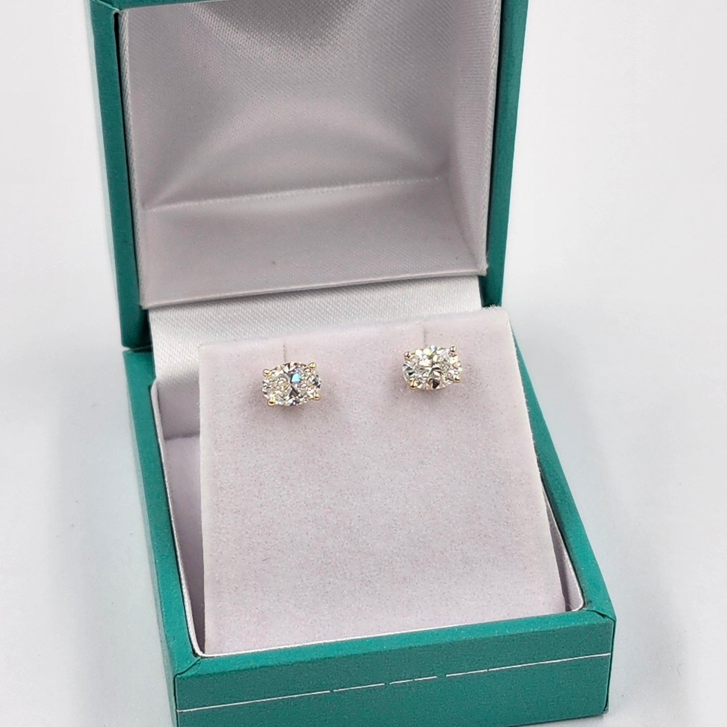 14K Gold Oval Lab Diamond Stud Earrings: Prong Set Solitaire/Single or Pair/anniversary gift