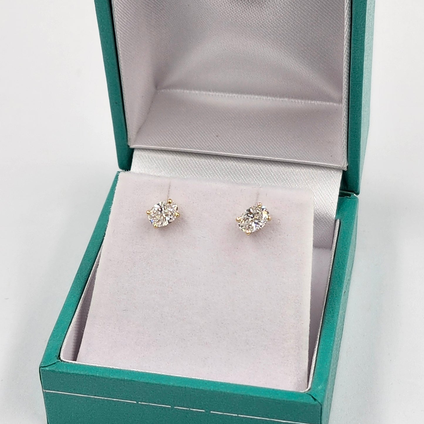 14K Gold Oval Lab Diamond Stud Earrings: Prong Set Solitaire/Single or Pair/anniversary gift