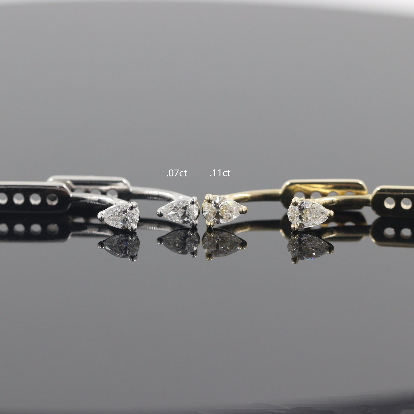 14K Gold Pear Natural Diamond Earring Jackets: Handmade Prong Setting Jacket earring only - Anniversary gift