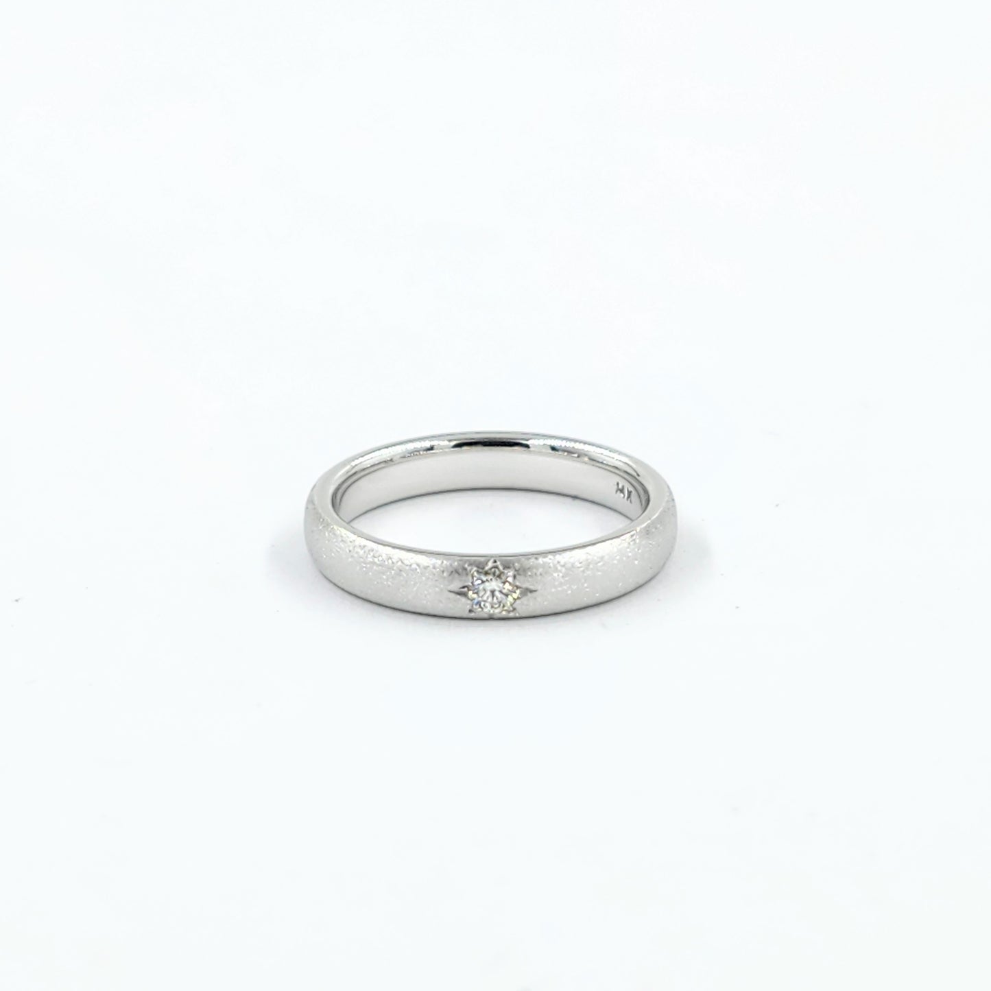 14K Gold Polaris Natural Diamond Dome Star Ring - Handmade Diamond 3mm Wedding Band - Anniversary gift