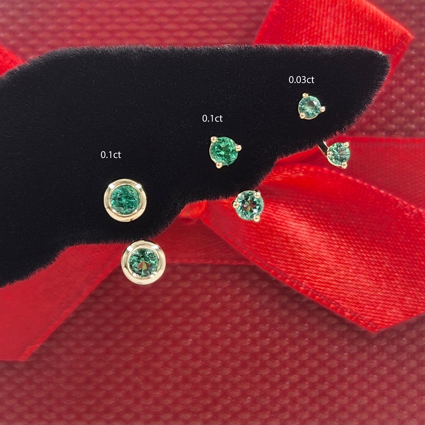 14K Gold Diamond Cut Natural Round Emerald Bezel Set Jacket Earrings: 3.0mm Round Emerald Bezel Set Studs - Anniversary gifts