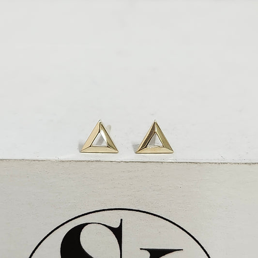 14K Gold Triangle Stud Shape Earrings/ 14k gold Earrings/ Pair Earring/ Gifts for her