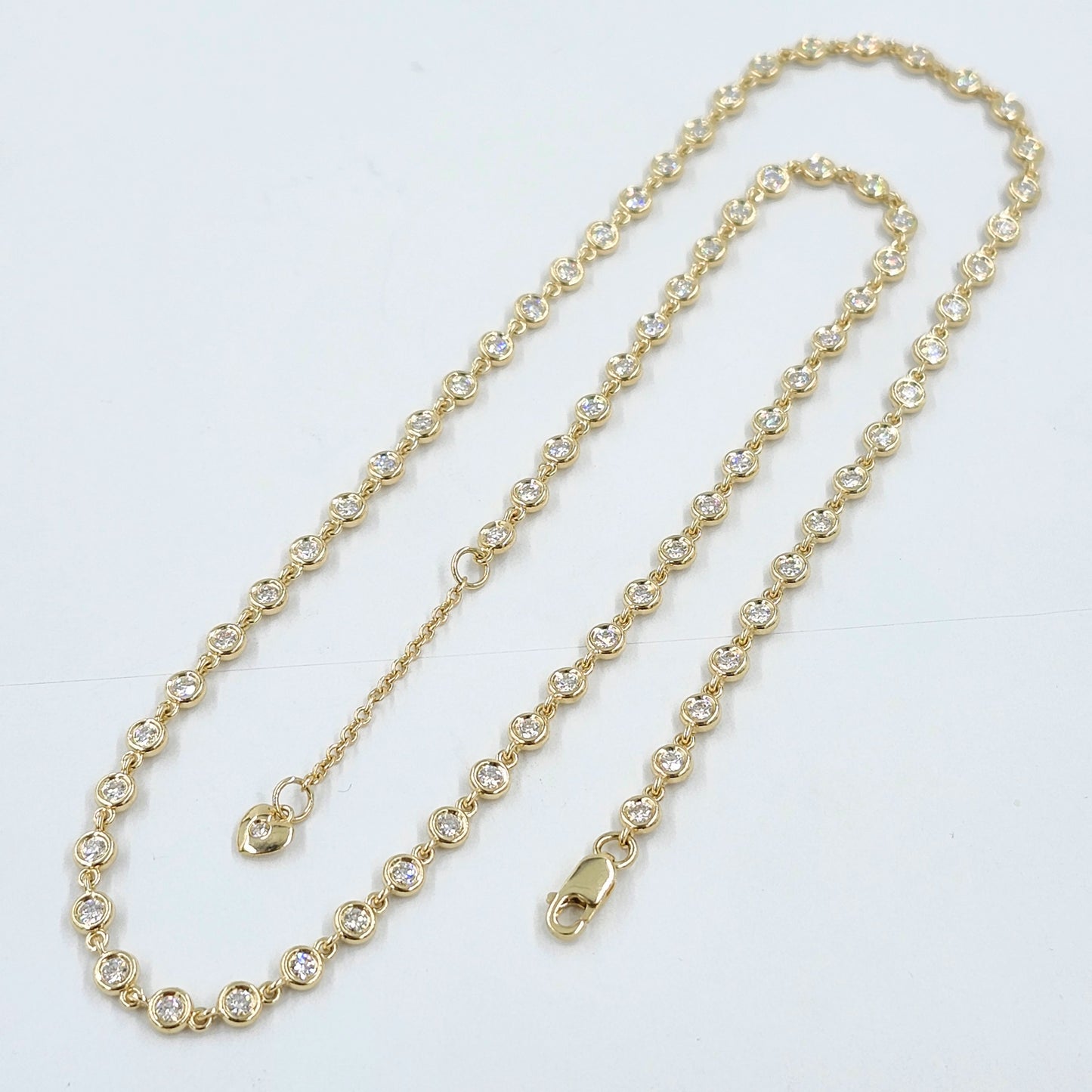 Full Round Natural Diamond Bezel Tennis Necklace/14K gold Diamond 3.5mm Bezel setting Tennis Necklace/ Diamond Necklace/Anniversary gift
