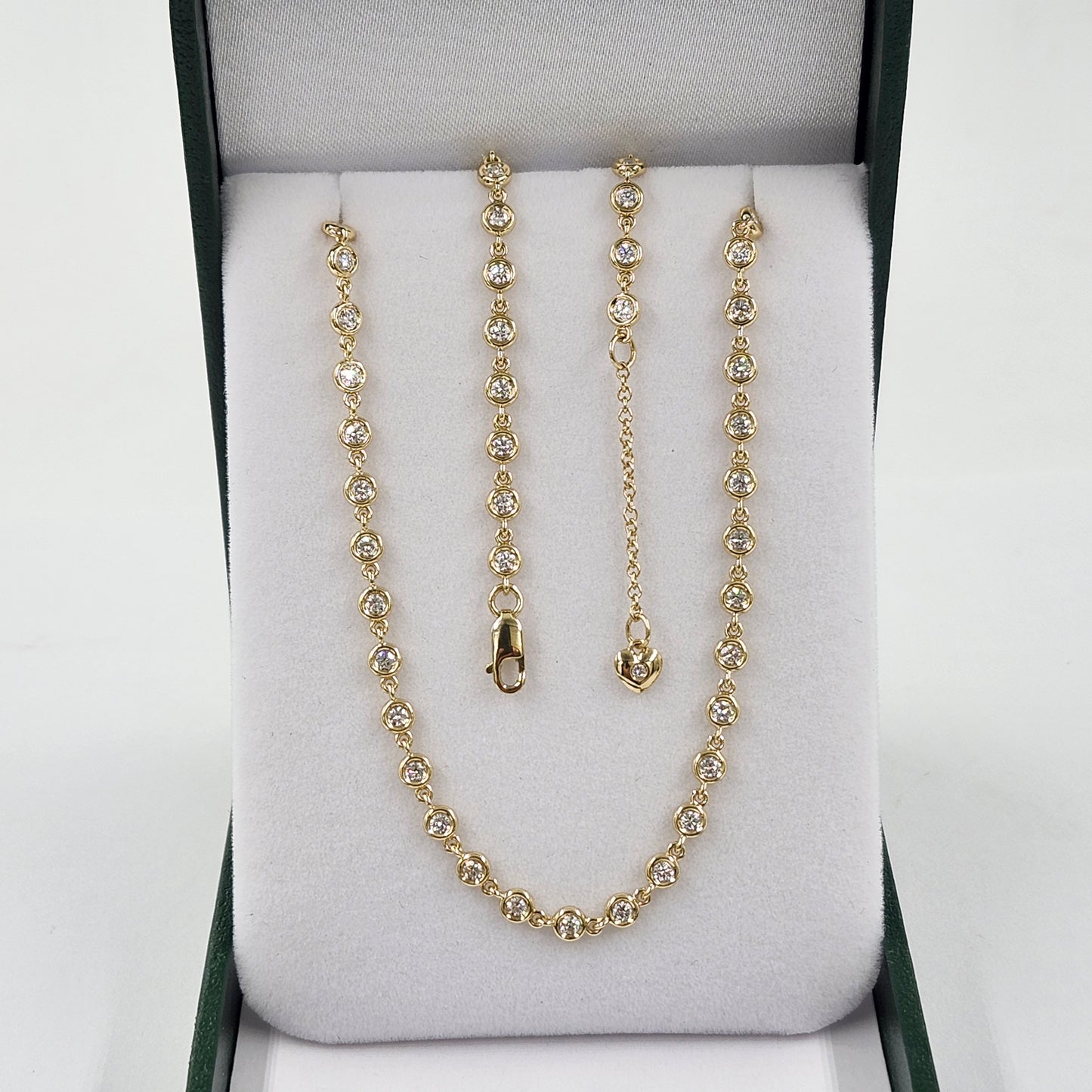 Full Round Natural Diamond Bezel Tennis Necklace/14K gold Diamond 3.5mm Bezel setting Tennis Necklace/ Diamond Necklace/Anniversary gift