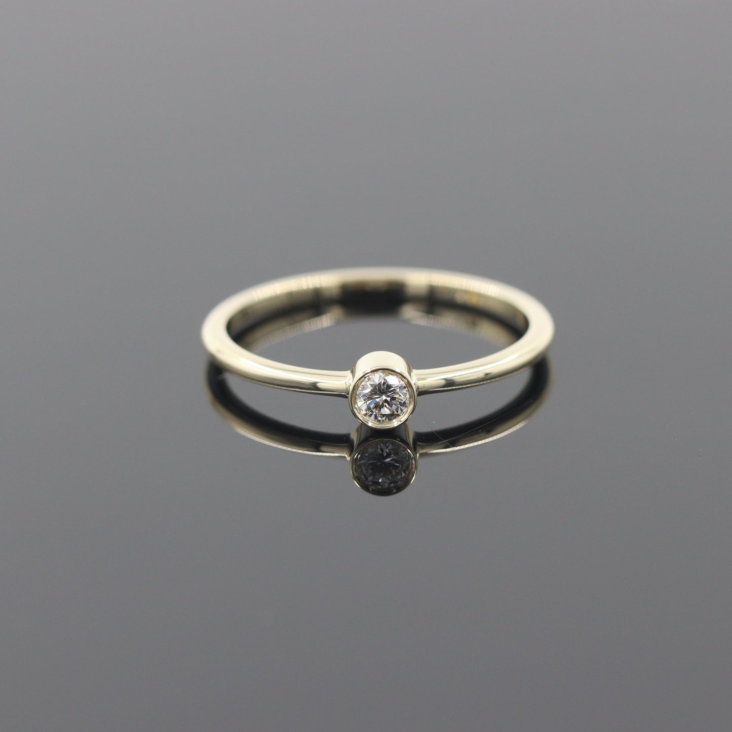 14K gold Straight Bezel .07ct Diamond Stackable Ring/ Dainty Simple Engagement Diamond Ring / Anniversary gift