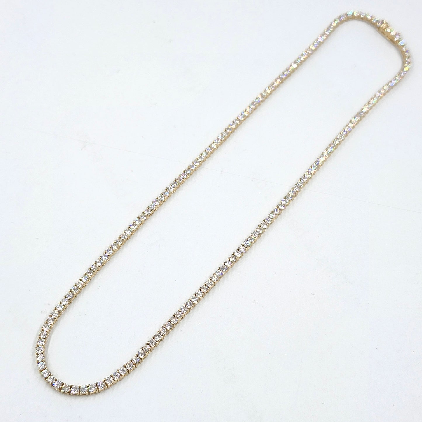 Lab Diamond Four Prong Tennis Necklace / 14k Gold 10ct Round Diamond Tennis Necklace / Anniversary Gift