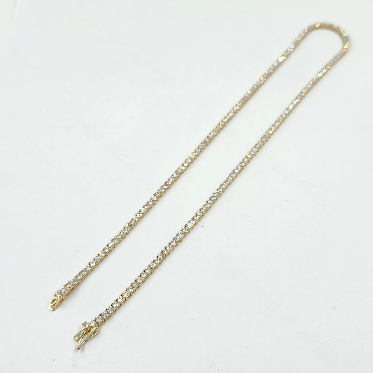 Lab Diamond Four Prong Tennis Necklace / 14k Gold 10ct Round Diamond Tennis Necklace / Anniversary Gift