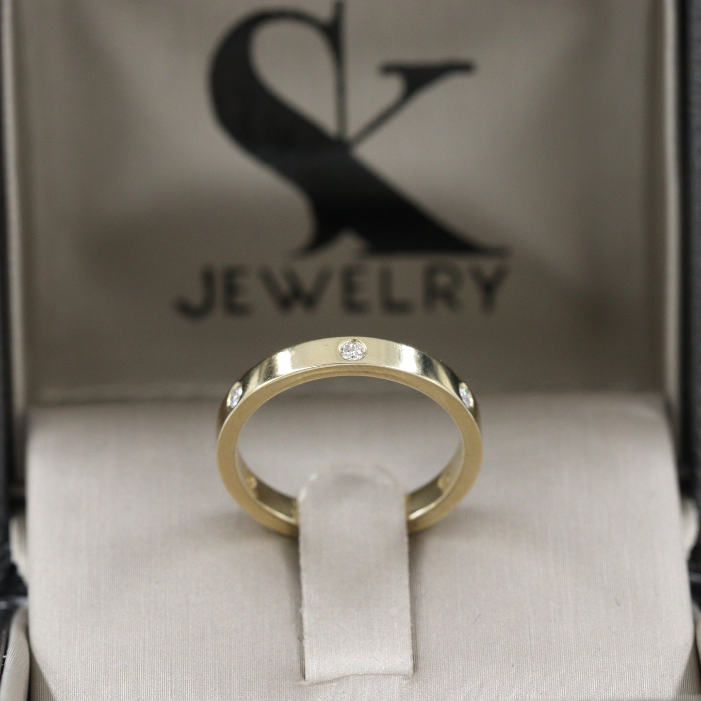 14k Gold 3mm Flat Diamonds Band/ Wedding Band/Full Diamond Band/ Unisex Men's Women's Wedding Ring/ Simple Diamond Band