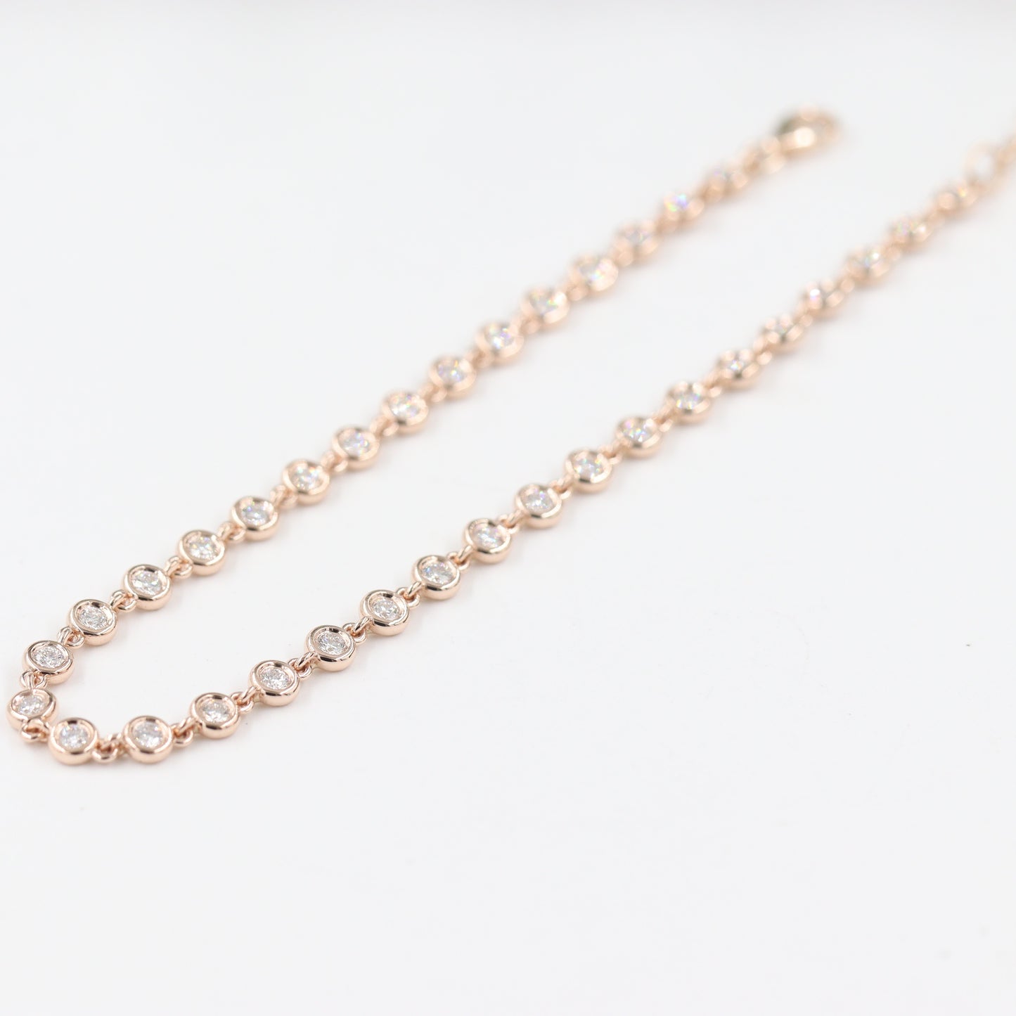 Handmade Natural Diamond Tennis Bracelet/14k Gold 4.1mm Bezel Set Diamond Tennis Bracelet/Diamond Bracelet/Anniversary Bracelet