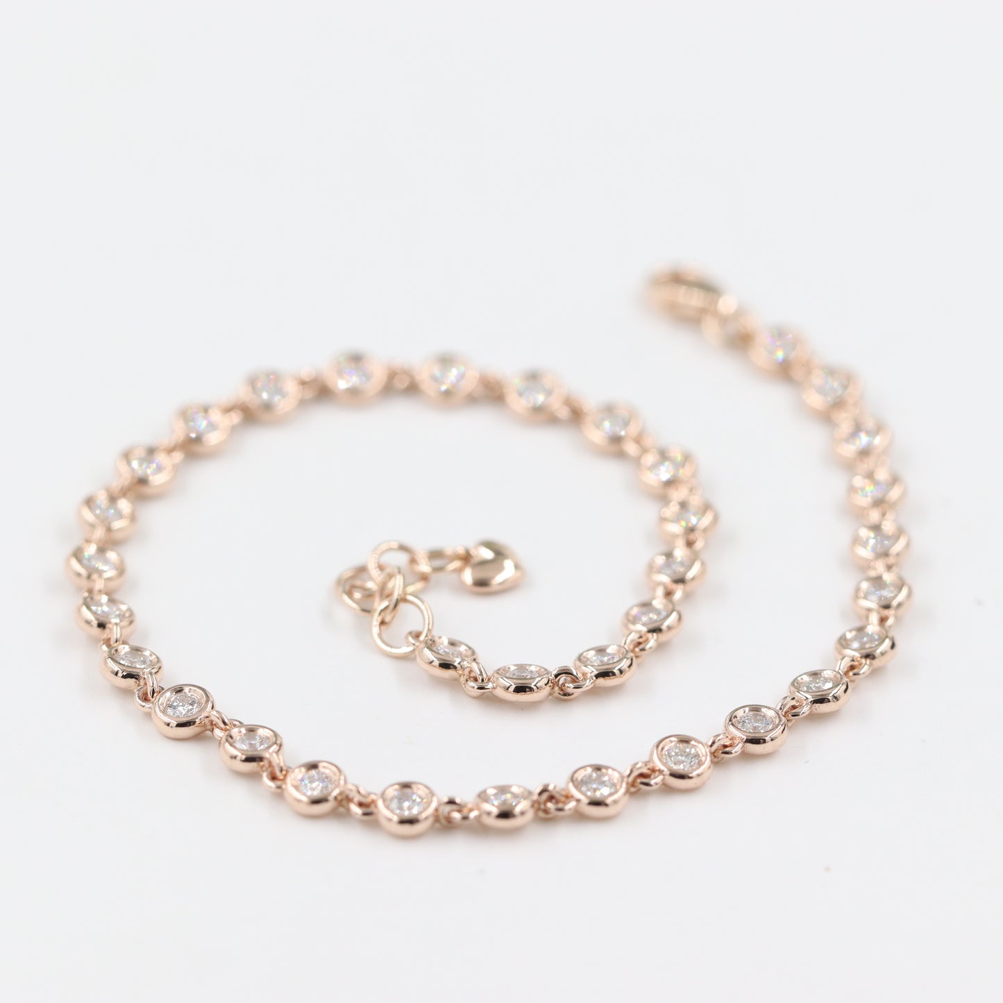 Handmade Natural Diamond Tennis Bracelet/14k Gold 4.1mm Bezel Set Diamond Tennis Bracelet/Diamond Bracelet/Anniversary Bracelet