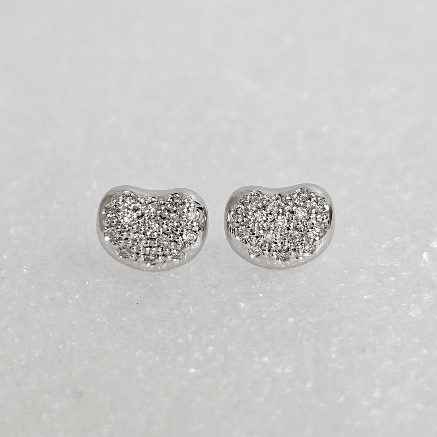 Diamond Bean Stud Earrings/14k Solid Gold Minimalist Diamond Bean Earrings/Natural Diamond Earrings/Anniversary gift