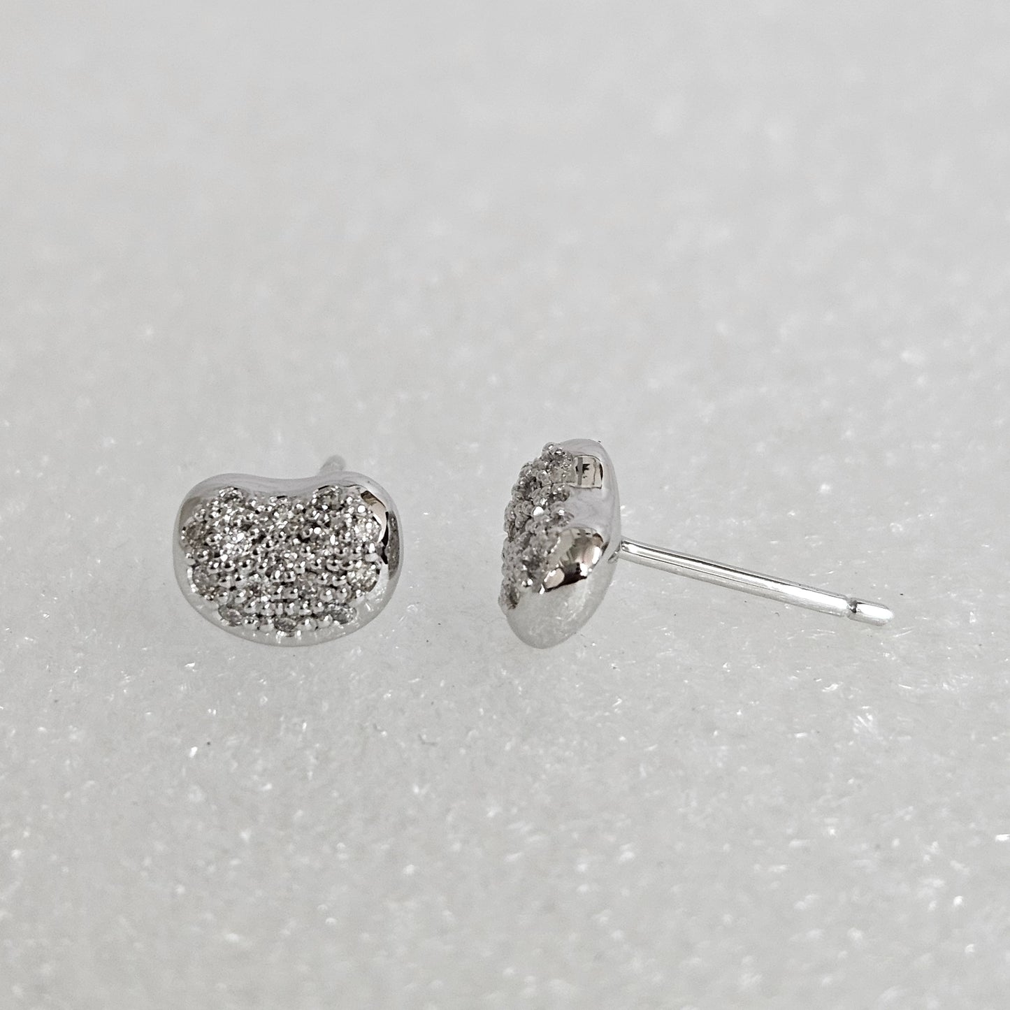 Diamond Bean Stud Earrings/14k Solid Gold Minimalist Diamond Bean Earrings/Natural Diamond Earrings/Anniversary gift
