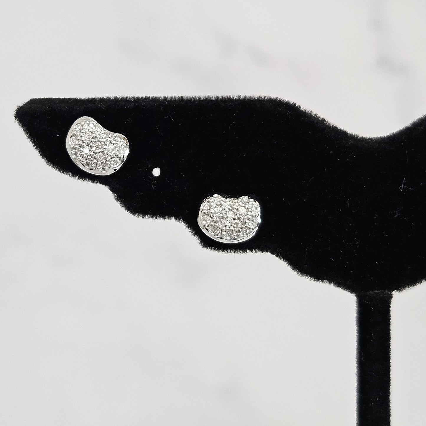 Diamond Bean Stud Earrings/14k Solid Gold Minimalist Diamond Bean Earrings/Natural Diamond Earrings/Anniversary gift