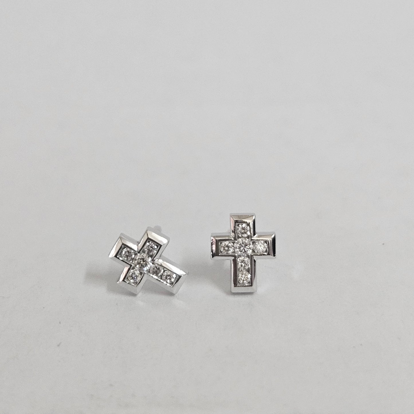 Diamond Small Cross Earrings/14k gold Diamond Cross Earring/Dainty Earrings/Tiny Cross Earring/ Diamond Cross Stud/ Anniversary gift