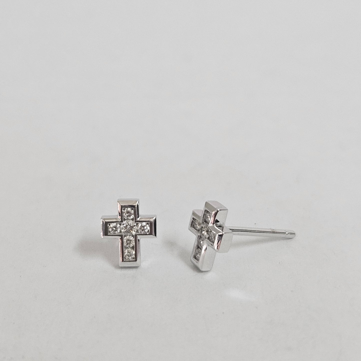 Diamond Small Cross Earrings/14k gold Diamond Cross Earring/Dainty Earrings/Tiny Cross Earring/ Diamond Cross Stud/ Anniversary gift