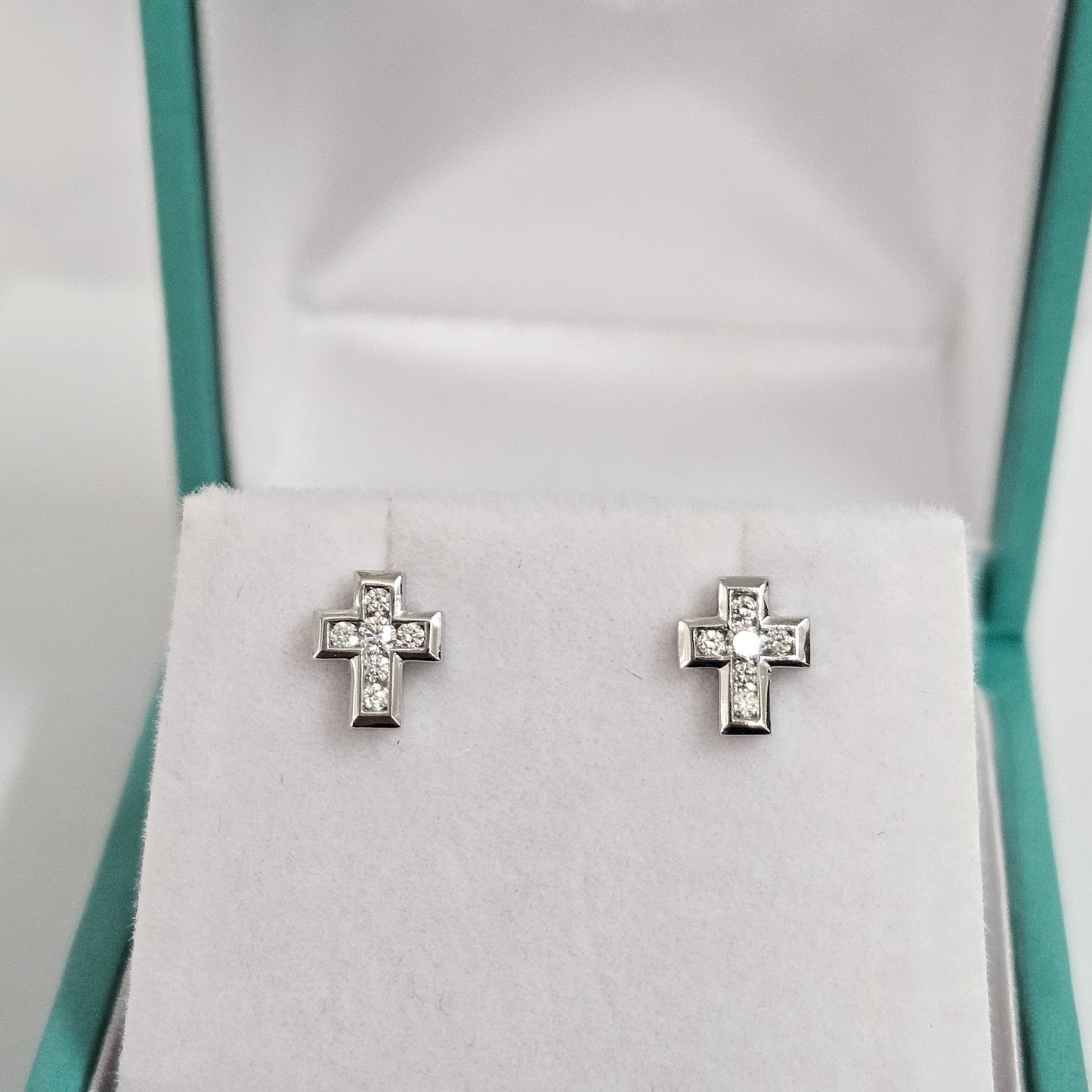 Diamond Small Cross Earrings/14k gold Diamond Cross Earring/Dainty Earrings/Tiny Cross Earring/ Diamond Cross Stud/ Anniversary gift