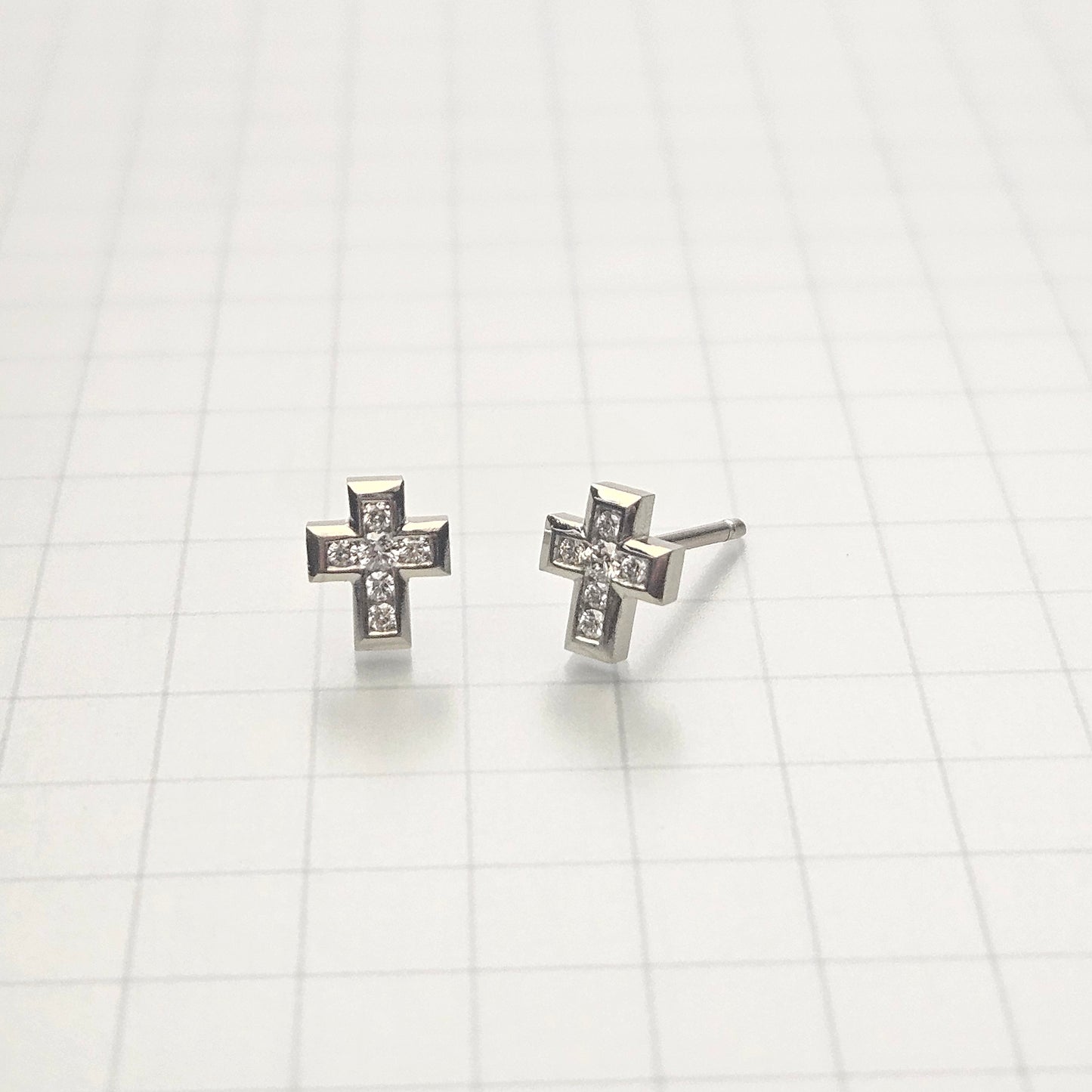 Diamond Small Cross Earrings/14k gold Diamond Cross Earring/Dainty Earrings/Tiny Cross Earring/ Diamond Cross Stud/ Anniversary gift