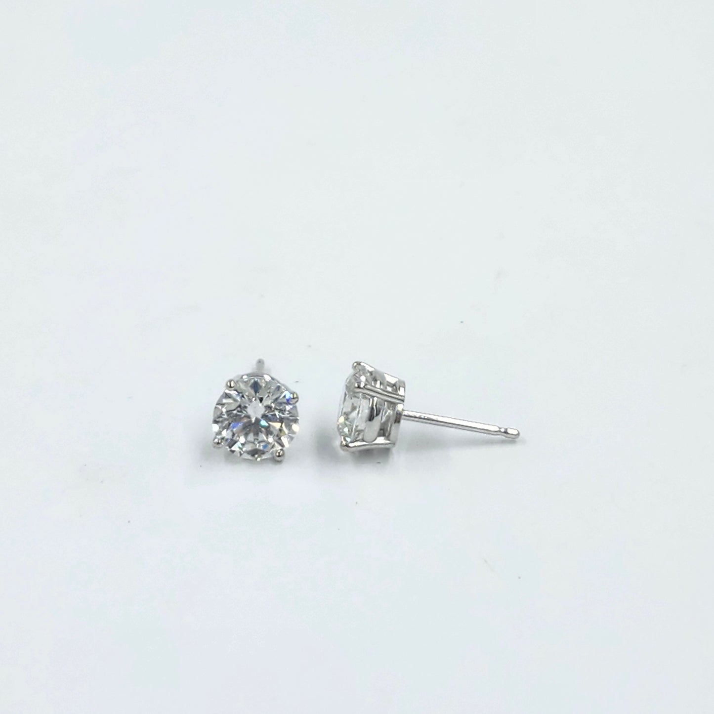 14k gold Round Lab Grown Diamond Total 2ct stud Earrings - Anniversary gift