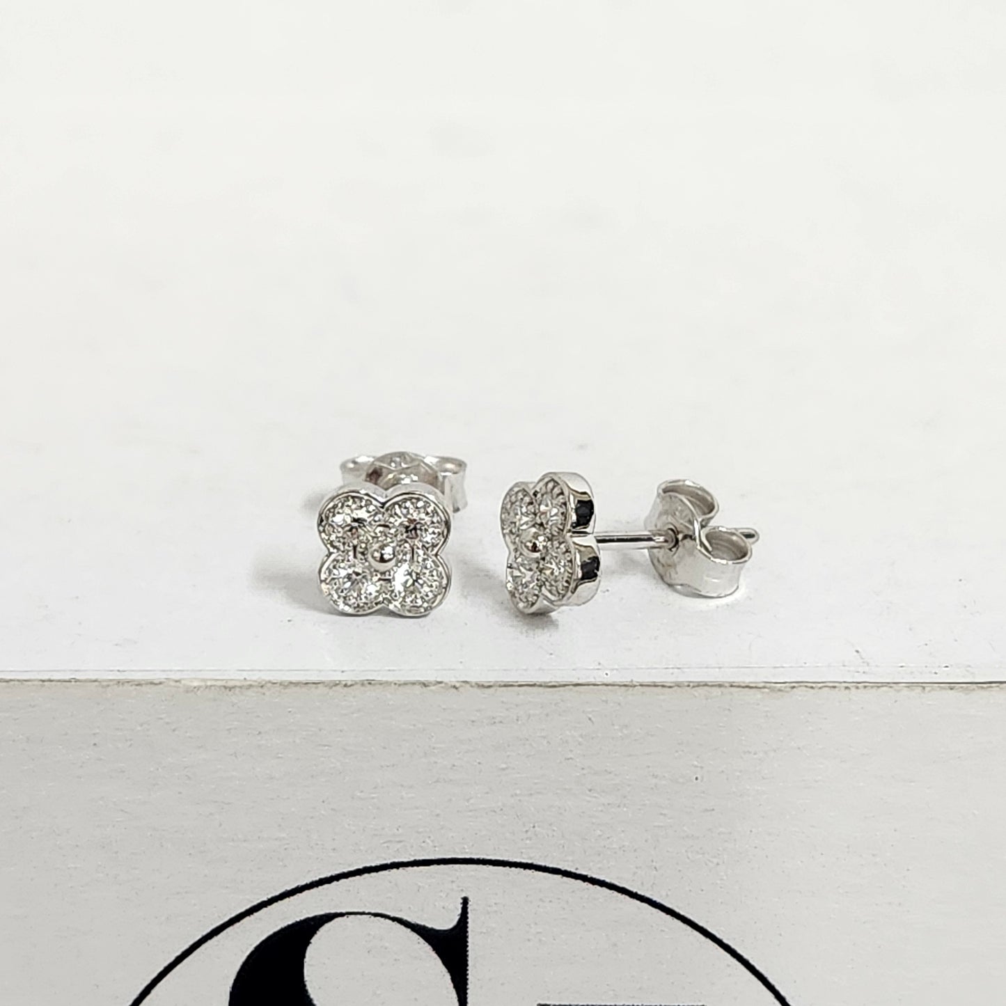 Diamond Clover Earrings/14K ,18K gold 6.9mm Clover Classic Dainty Cluster Stud Earrings/Natural Diamond Stud Earrings/ Anniversary Gift