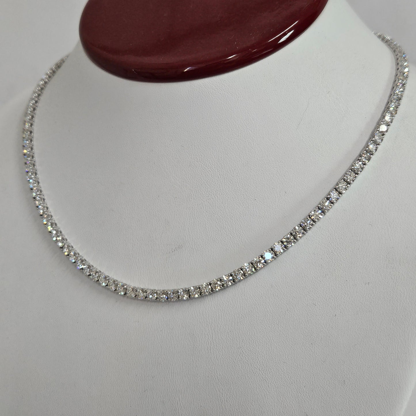 17ct Diamond Tennis Necklace/Natural Round Diamond Tennis Necklace/Diamond Engagement Necklace/Four prong Tennis Necklace/Anniversary Gift