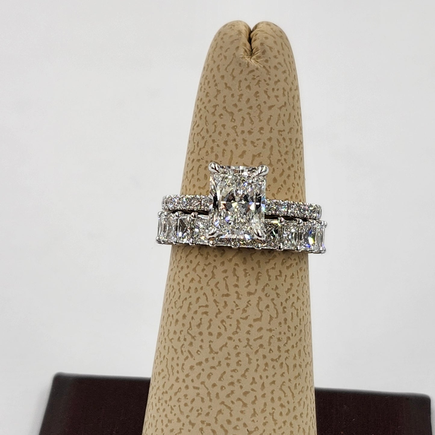 Radiant Cut Natural Diamond Eternity Band - 18K Gold Stackable Set low Wedding Ring - Anniversary gift