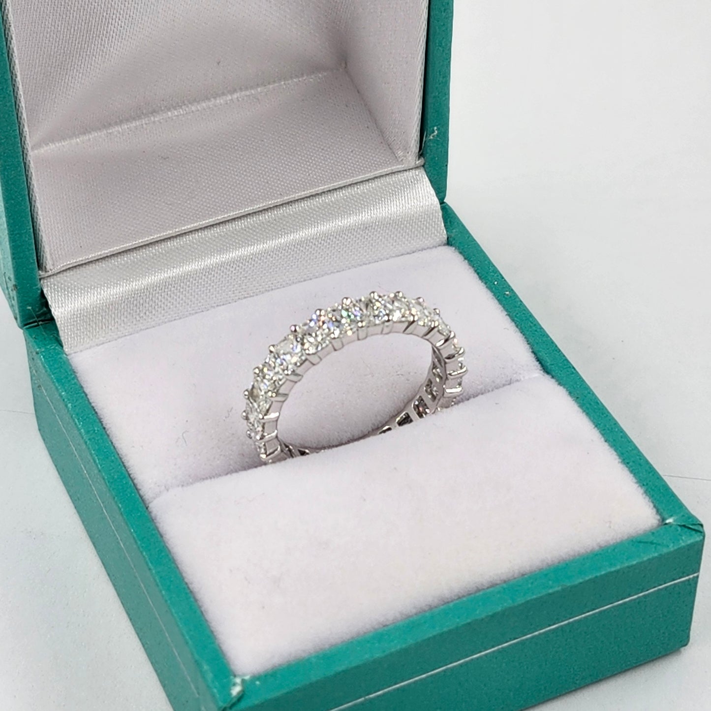 Radiant Cut Natural Diamond Eternity Band - 18K Gold Stackable Set low Wedding Ring - Anniversary gift