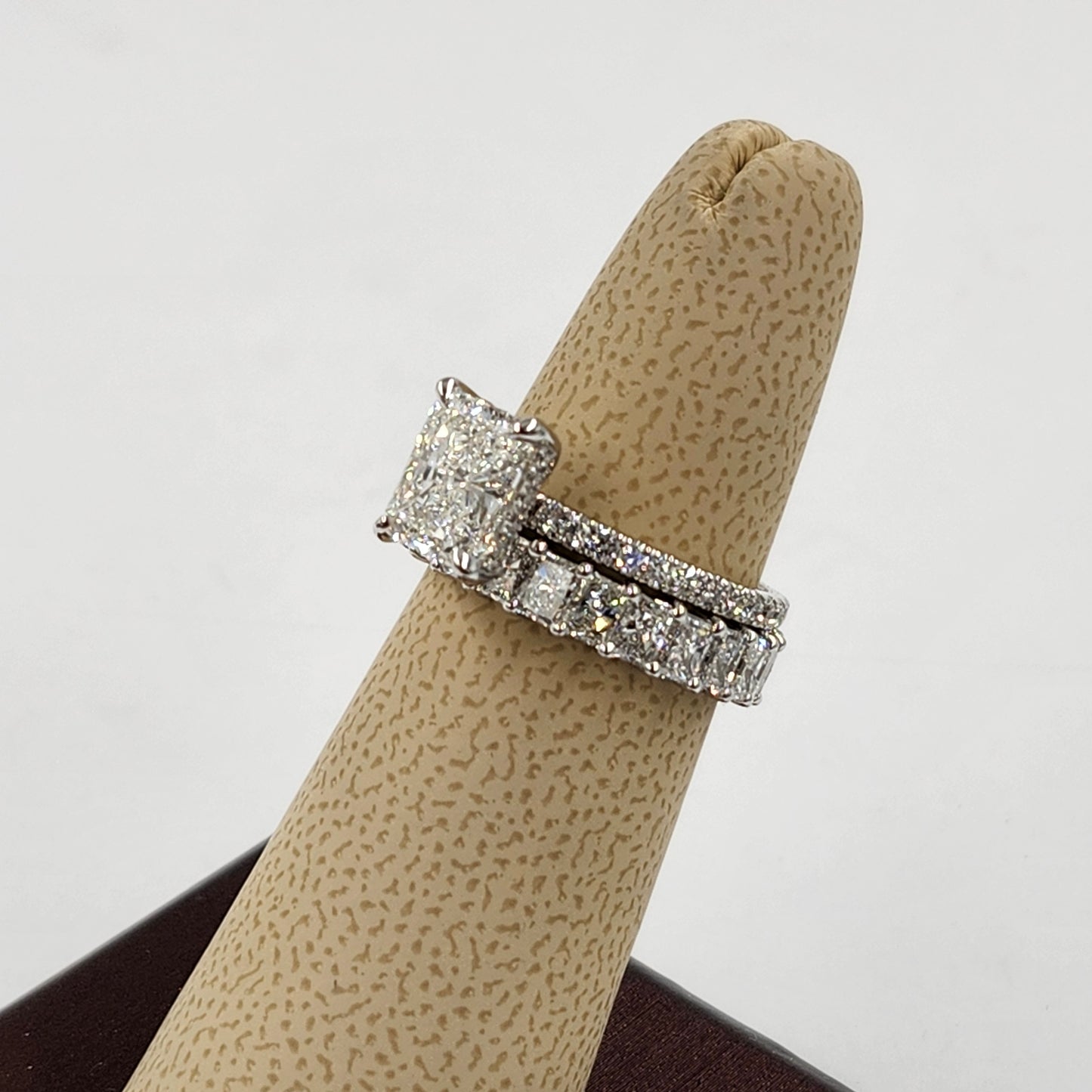 Radiant Cut Natural Diamond Eternity Band - 18K Gold Stackable Set low Wedding Ring - Anniversary gift