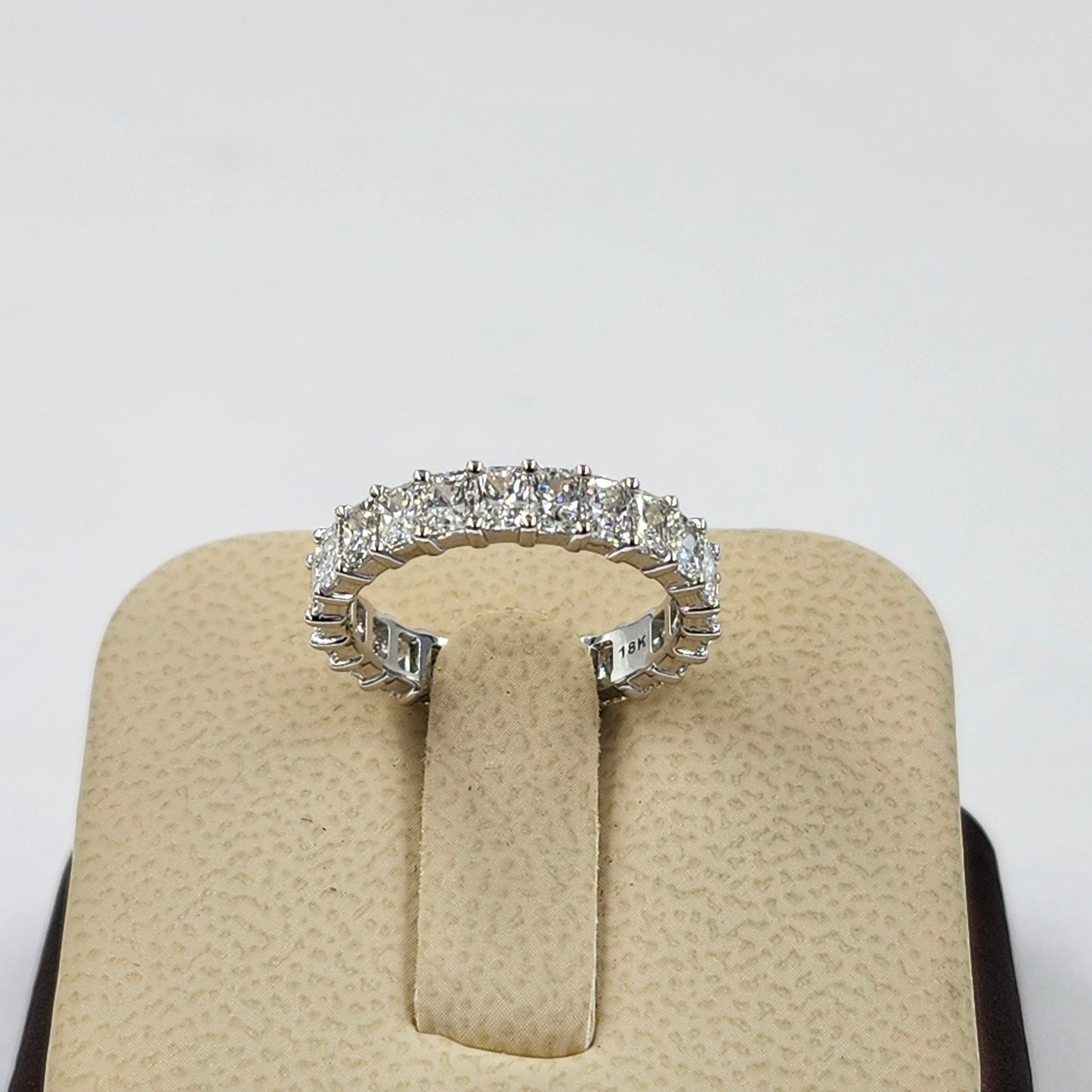 Radiant Cut Natural Diamond Eternity Band - 18K Gold Stackable Set low Wedding Ring - Anniversary gift