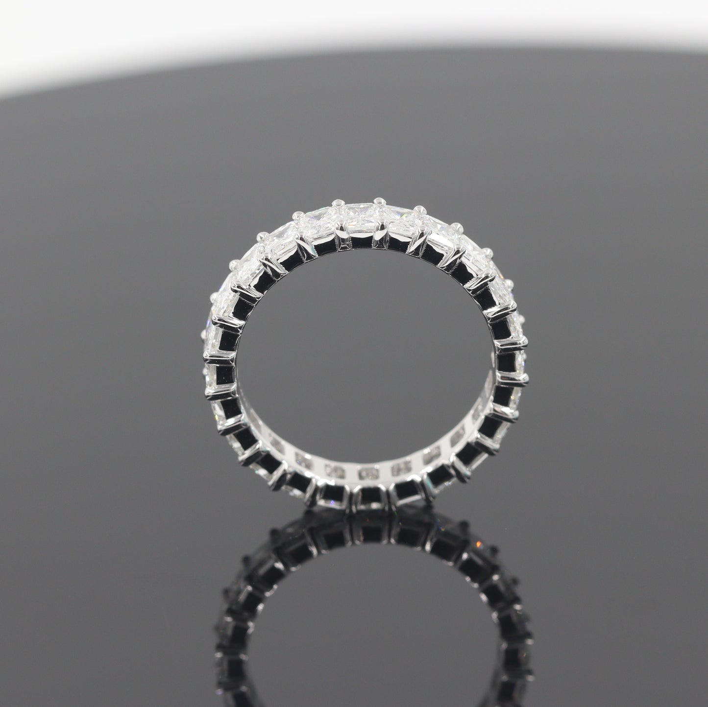 Radiant Cut Natural Diamond Eternity Band - 18K Gold Stackable Set low Wedding Ring - Anniversary gift