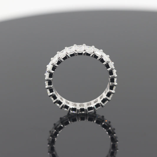 Radiant Cut Natural Diamond Eternity Band - 18K Gold Stackable Set low Wedding Ring - Anniversary gift