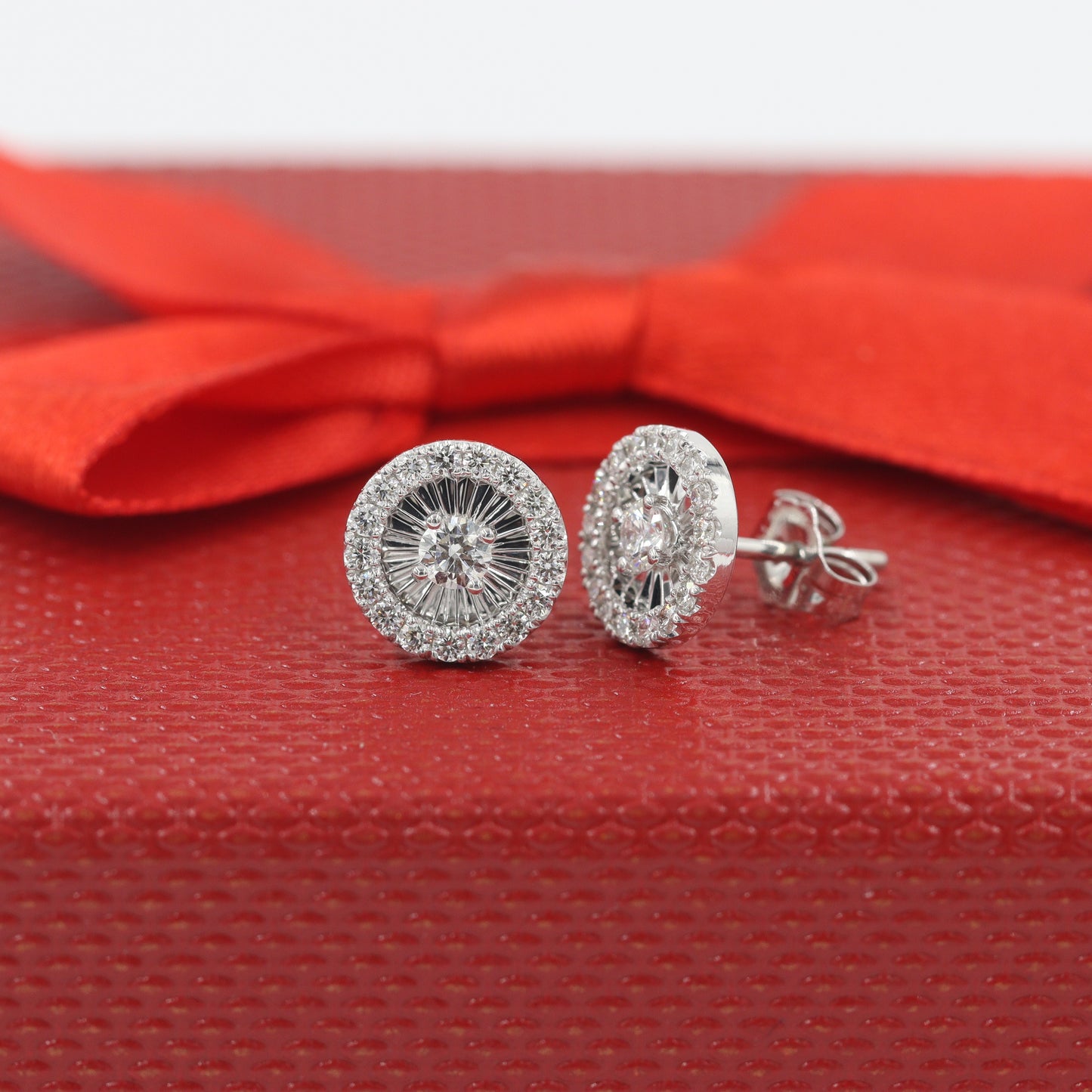 18K Gold Natural Diamond Stud Earrings: 14K gold Handmade Dainty Stud Earring - Anniversary gift