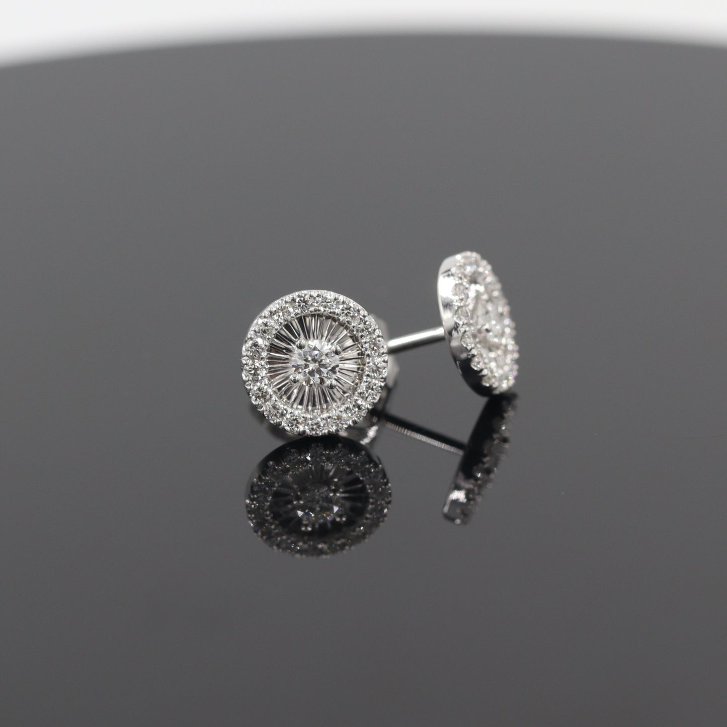 18K Gold Natural Diamond Stud Earrings: 14K gold Handmade Dainty Stud Earring - Anniversary gift