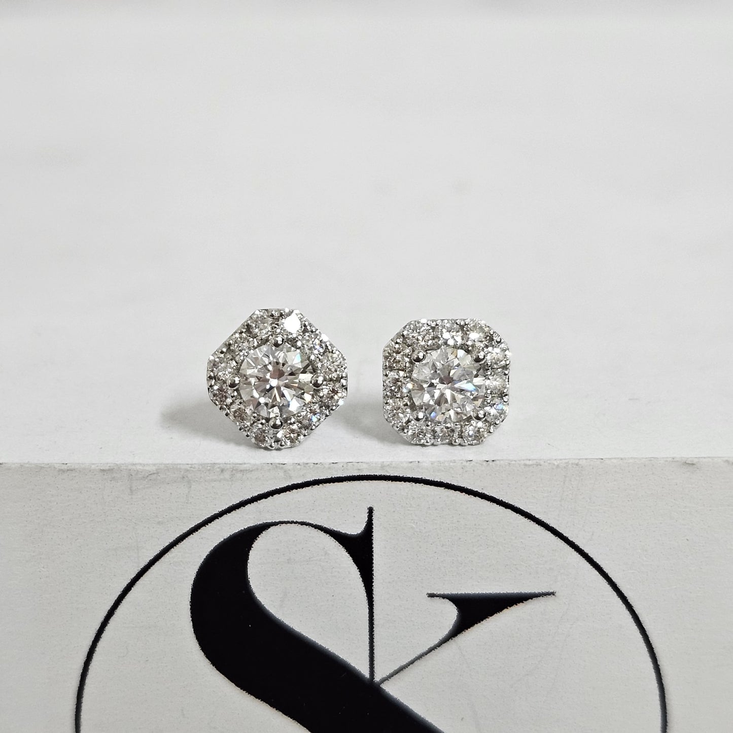 1ct Diamond Men's Stud Earrings/Halo Earrings/Natural Diamond Earrings/14K 18K Gold Diamond Women's & Men's Stud Earrings/Anniversary gift
